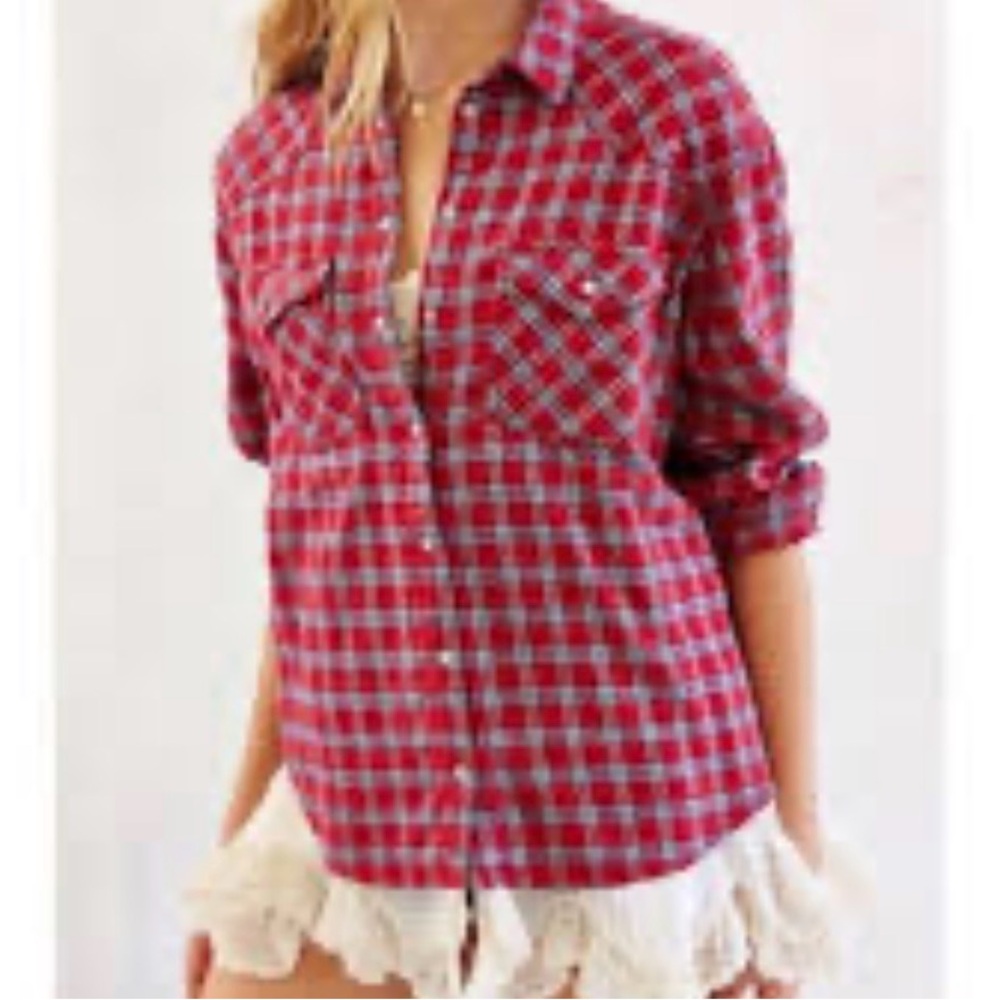 Urban Outfitters Women's BDG Romantic Western Flannel  Lace Trim Liner Medium